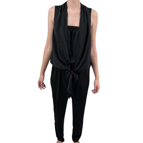 Ramy Brook Jumpsuit Dorothy draped waist black size Medium M - Picture 2 of 8